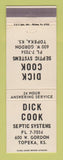 Matchbook Cover - Dick Cook Septic Systems Topeka KS