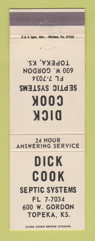 Matchbook Cover - Dick Cook Septic Systems Topeka KS