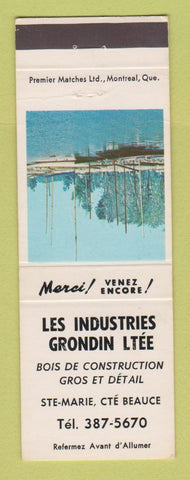 Matchbook Cover - Les Industries Grondin Ltee Construction Ste Marie Beauce QC