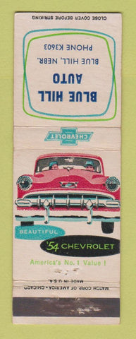 Matchbook Cover - 1954 Chevrolet Blue Hill NE WEAR
