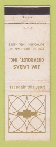 Matchbook Cover - Jim Labas Chevrolet Plymouth IN WORN