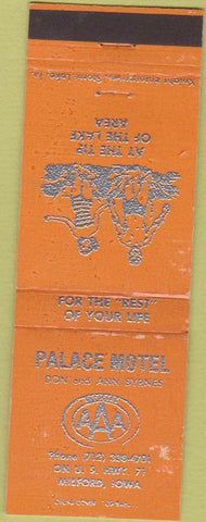 Matchbook Cover - Palace Motel Milford IA WEAR