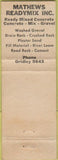 Matchbook Cover - Mathews Readymix Gridley CA