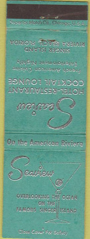 Matchbook Cover - Seaview Hotel Restaurant Riviera Beach FL
