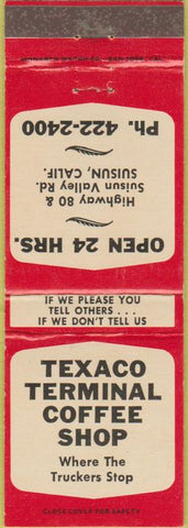 Matchbook Cover - Texaco Terminal Coffee Shop Suisun CA