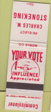 Matchbook Cover - Re-elect Charles W Stoneking Commissioner