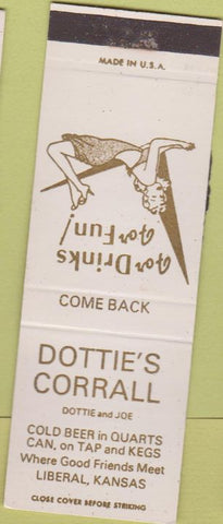 Matchbook Cover - Dottie's Corrall Cold Beer Liberal KS