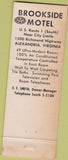 Matchbook Cover - Brookside Motel Alexandria VA