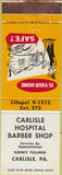 Matchbook Cover - Carlisle Hospital Barber Shop Carslile PA