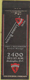 Matchbook Cover - Hotel 2400 Lounge Riviera Washington DC