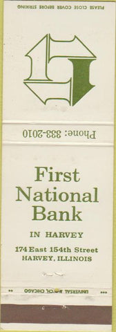 Matchbook Cover - First National Bank Harvey IL