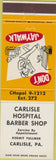 Matchbook Cover - Carlisle Hospital Barber Shop PA Jaywalk