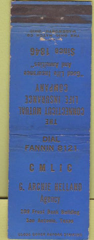 Matchbook Cover - Connectcut Mutual Life Ins San Antonio TX