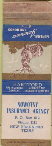 Matchbook Cover - Nowotny Insurance Agency New Braunfels TX