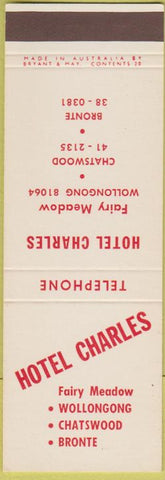 Matchbook Cover - Hotel Charles NSW Australia Chatswood