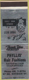 Matchbook Cover - Phyllis' Hair Fashions No Town