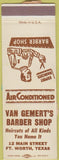 Matchbook Cover - Van Gemert's Barber Shop Ft Worth TX