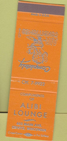 Matchbook Cover - Alibi Lounge Crivitz WI
