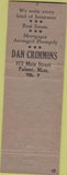 Matchbook Cover - Dan Crimmins Insurance Palmer MA