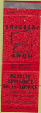 Matchbook Cover - Bradley Appliance Sales Milwakee WI