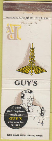 Matchbook Cover - Guy's Pharmacy CA WORN