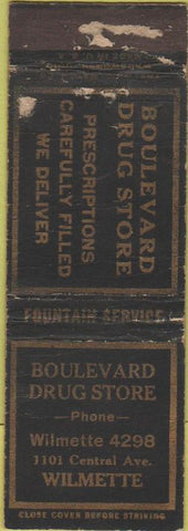 Matchbook Cover - Boulevard Drug Store Wilmette MN WEAR