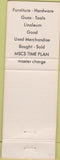 Matchbook Cover - Bargain Barn Tools Guns Ashville NY