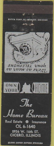 Matchbook Cover - The Home Bureau Insurance Cicero IL