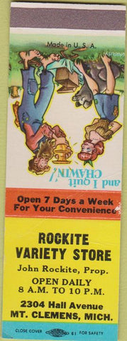Matchbook Cover - Rockite Variety Store Mt Clemens MI