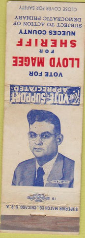 Matchbook Cover - Vote Lloyd Magee Sheriff Nueces County