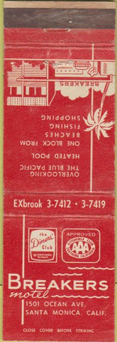 Matchbook Cover - Breakers Motel Santa Monica CA WEAR