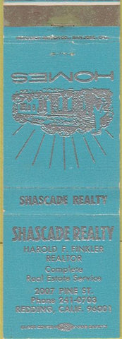 Matchbook Cover - Shascade Realty Finkler Redding CA blue