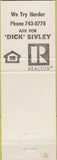 Matchbook Cover - Dick Sivley Olson Realtor Marysville CA