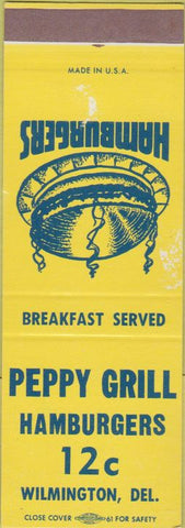 Matchbook Cover - Peppy Grill Hamburgers Wilmington DE