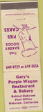 Matchbook Cover - Gary's Purple Wagon Bakery Oakview CA