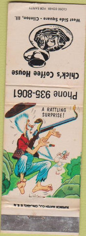 Matchbook Cover - Chick's Coffee House Clinton IL gun snake