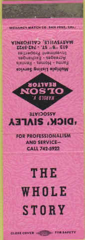 Matchbook Cover - Dick Sivley Olson Realtor Marysville CA