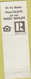 Matchbook Cover - Dick Sivley Olson Realtor Marysville CA