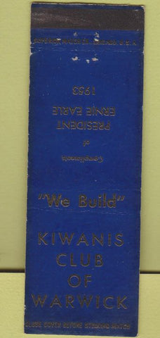 Matchbook Cover - Kiwanis Club of Warwick 1953