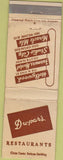 Matchbook Cover - Du-par's Restaurant Hollywood CA