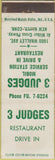 Matchbook Cover - 3 Judges Mobil Gas Station New Haven CT