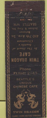 Matchbook Cover - Twin Dragon Chinese Cafe Seattle WA WEAR