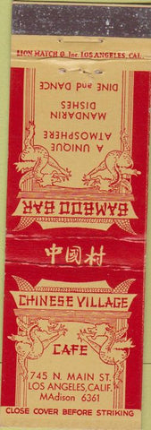 Matchbook Cover - Chinese Village Cafe Los Angeles CA