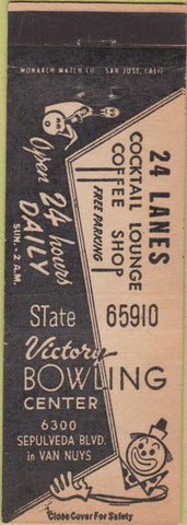 Matchbook Cover - Victory Bowling Center Van Nuys CA