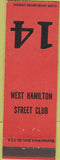 Matchbook Cover - West Hamilton Street Club 14