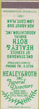 Matchbook Cover - Healey  and  Roth Funeral Home Little Rock AK