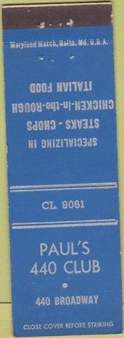 Matchbook Cover - Paul's 440 Club no town