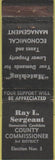 Matchbook Cover - Ray Sergeant County Commissioner