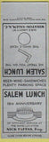 Matchbook Cover - Salem Lunch Counter Winston Salem NC
