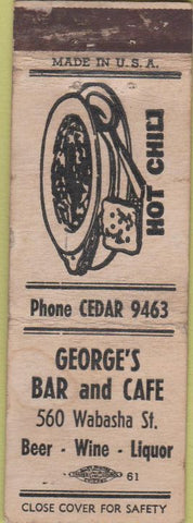 Matchbook Cover - George's Bar  and  Cafe 560 Wabasha MN ?